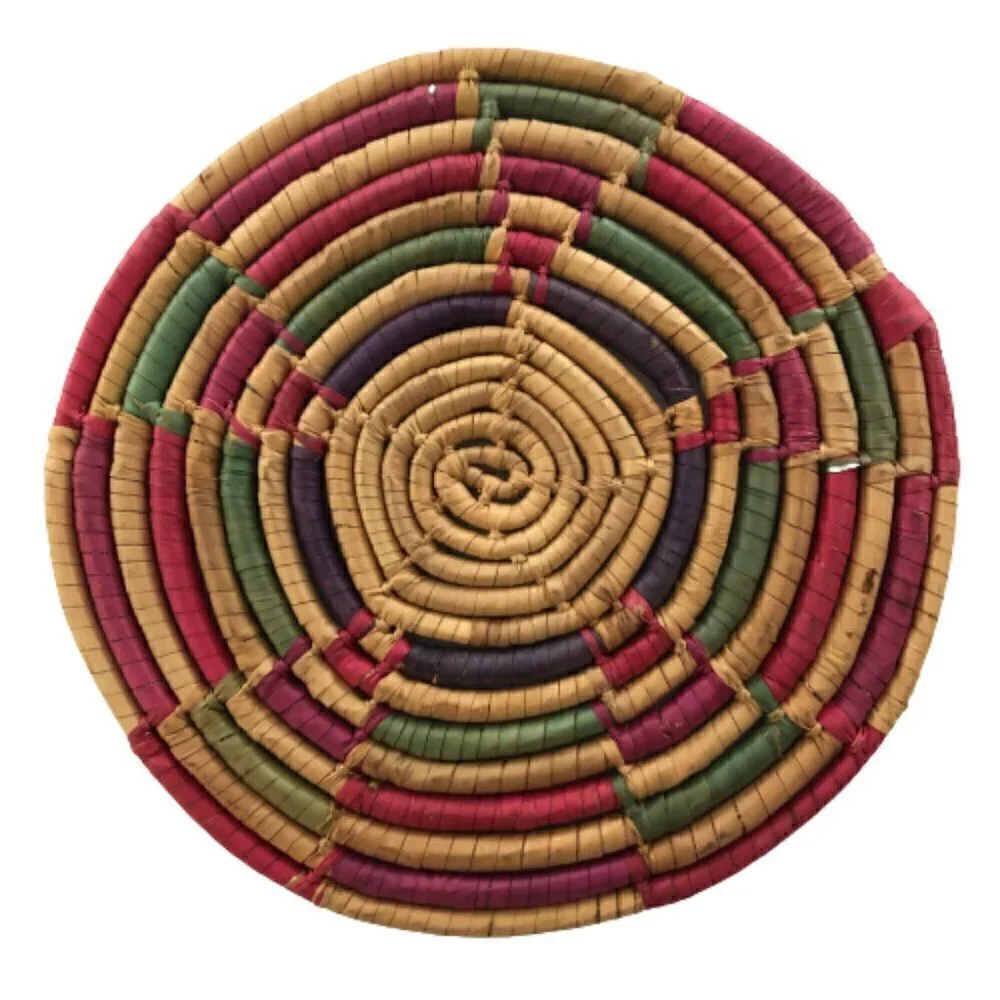 Vintage Hand Woven Basket Coiled Trivet  7.5